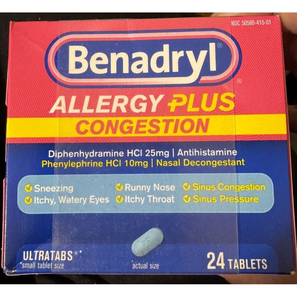 2 Pack (48 Count Total) Allergy Plus Congestion Ultra Tablets EXP 5/28